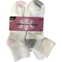 3 Generations Women's Ladies Cotton Full Cushion Quarter, 6-Pair