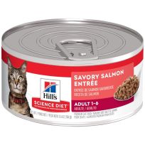 Hill's Science Diet Adult 1-6 Savory Salmon Entre Canned Cat Food, 4536, 5.5 OZ Can