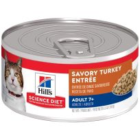 Hill's Science Diet Adult 7+ Savory Turkey Entre Canned Cat Food, 7401, 5.5 OZ Can