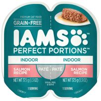 IAMS Indoor Adult Grain Free Wet Cat Food Paté Salmon Recipe, 10218588, 1.3 OZ Pouch