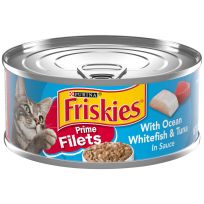 PURINA Friskies Prime Filets With Ocean Whitefish & Tuna In Sauce Cat Food, 5.5 OZ Can