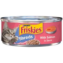 PURINA Friskies Shreds With Salmon In Sauce Cat Food, 5.5 OZ Can