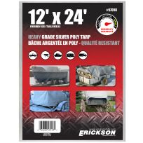 Erickson Heavy-Grade Poly Tarp, Silver, 57018, 12 FT x 24 FT