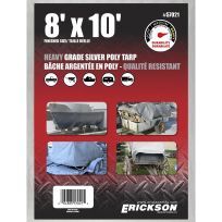 Erickson Heavy-Grade Poly Tarp, Silver, 57021, 8 FT x 10 FT