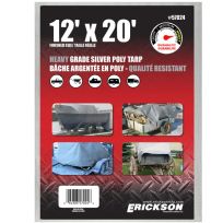 Erickson Heavy-Grade Poly Tarp, Silver, 57024, 12 FT x 20 FT