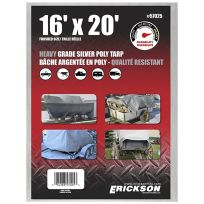 Erickson Heavy-Grade Poly Tarp, Silver, 57025, 16 FT x 20 FT