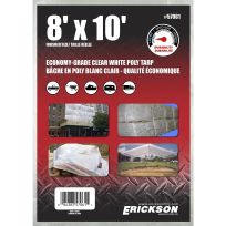 Erickson Economy Grade Poly Tarp, Clear / White, 57061, 8 FT x 10 FT