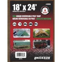 Erickson Mid-Grade Reversible Poly Tarp, Brown / Green, 57036, 18 FT x 24 FT