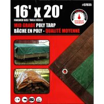 Erickson Mid-Grade Reversible Poly Tarp, Brown / Green, 57035, 16 FT x 20 FT