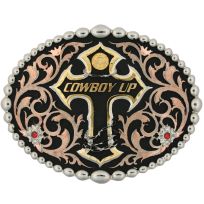 Montana Silversmiths Tri Color Cowboy Up Attitude Belt Buckle, 60990