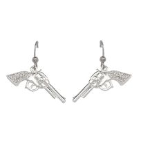 Montana Silversmiths Cowgirl Pistols Rhinestone handle Drop Earrings, ER61242