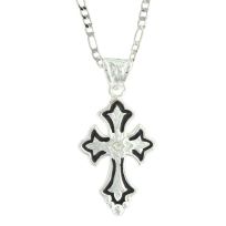 Montana Silversmiths Flower on Silver and Black Cross Fleury, NC1218