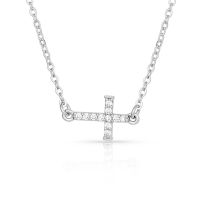 Montana Silversmiths Quiet Faith, Tiny Crystal Cross Choker Necklace, NC1510