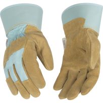 Kinco Suede Pigskin Palm with Safety Cuff, 1412W-L, Blue / Aqua, Large