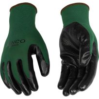 Kinco Men's Dark Green Polyester Knit Shell & Nitrile Palm, 2-Pack