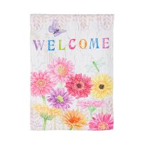 Evergreen Gerbera Daisy Welcome Garden Suede Flag, 14S10294