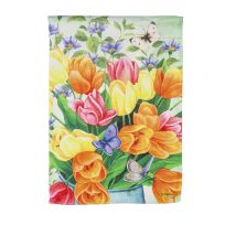 Evergreen Tulips Galore Garden Suede Flag, 14S10692