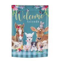 Evergreen Sweet Farm Friends Garden Suede Flag, 14S10643