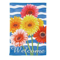 Evergreen Spring Gerbera Bouquet Garden Suede Flag, 14S10851