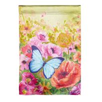 Evergreen Butterfly Sunset Garden Lustre Flag, 14LU10852