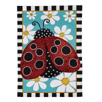 Evergreen Ladybug with Daisies Garden Applique Flag, 169450