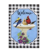 Evergreen Songbird Birdbath Garden Applique Flag, 169263