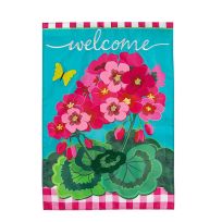 Evergreen Spring Geraniums Garden Applique Flag, 169248