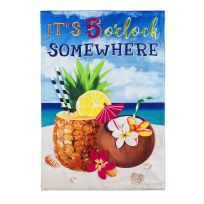 Evergreen 5 O'Clock Somewhere Beach Garden Linen Flag, 14L10399