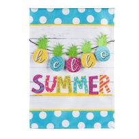 Evergreen Hello Summer Pineapple Banner Garden Burlap Flag, 14B10410