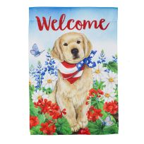 Evergreen Dog with Patriotic Bandana Garden Suede Flag, 14S10381