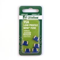 Littelfuse Low Profile Mini Fuse, 58vdc, 15a, LMIN015.VP