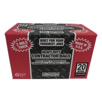 Jadcore Contractor Bags, Black, 20-Count, 325020B, 42 Gallon