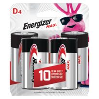 Energizer Max Alkaline Battery, 4-Pack, E95BP-4, D
