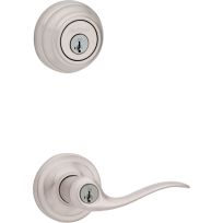 Kwikset 991 Tustin Entry Lever Single Cylinder Deadbolt Combo With Smartkey, 99910-040, Satin Nickel