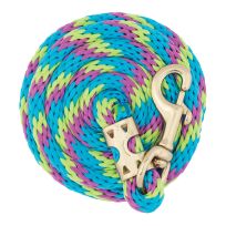 Weaver Equine Value Lead Rope with Brass Plated #225 Snap, 35-2155-B17, Lime Zest / Hurricane Blue / Purple Jazz, 5/8 IN x 8 FT