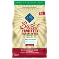 Blue Basics Limited Ingredient Diet, Grain Free Natural  Adult Dry Food with Salmon and Potato Recipe, 800133, 4 LB Bag