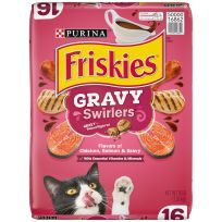 PURINA Friskies Gravy Swirlers Chicken, Salmon & Gravy  Cat Food, 16 LB Bag