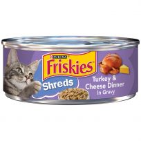 PURINA Friskies Shreds Turkey & Cheese Dinner In Gravy Cat Food, 5.5 OZ Can