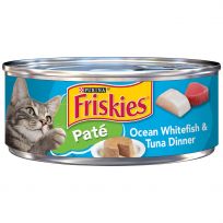 PURINA Friskies Pate Ocean Whitefish & Tuna Dinner Cat Food, 5.5 OZ Can
