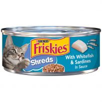 PURINA Friskies Shreds With Whitefish & Sardines In Sauce Cat Food, 5.5 OZ Can