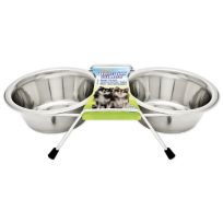 Ruffin' It Stainless Steel Double Diner Dog Bowl, 7N19416