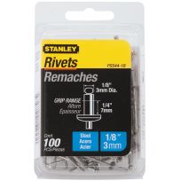 Stanley Steel Rivets, 1/8 IN x 1/4 IN, 100-Pack, PSS44-1B