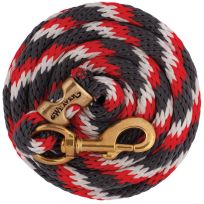 Weaver Leather Poly Lead Rope with a Solid Brass 225 Snap, 35-2100-B25, Graphite / Red / White, 3/8 IN x 8 FT