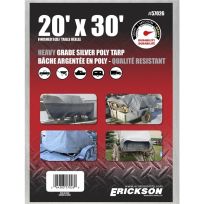 Erickson Heavy-Grade Poly Tarp, Silver, 57026, 20 FT x 30 FT