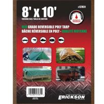 Erickson Mid-Grade Reversible Poly Tarp, Brown / Green, 57031, 8 FT x 10 FT