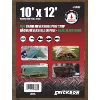 Erickson Mid-Grade Reversible Poly Tarp, Brown / Green, 57032, 10 FT x 12 FT