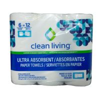 Clean Living Paper Towels, Double Roll, 6-Count, 10024784