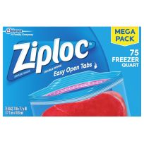 Ziploc Food Storage Bags with New Grip 'n Seal Technology, 75-Count, 70949, 1 Quart