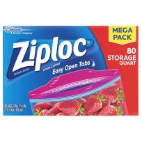 Ziploc Food Storage Bags with New Grip 'n Seal Technology, 80-Count, 70950, 1 Quart