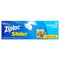Ziploc Easy Slider Zipper Freezer Storage Bags, 15-Count, 2256, 1 Quart